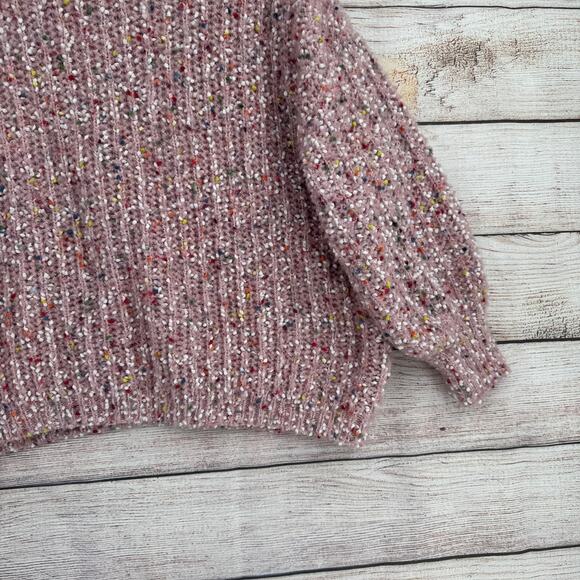 POL Confetti Boxy 3/4 Sleeve Sweater Women's M Pink Multicolor Dots Oversized - Picture 13 of 13